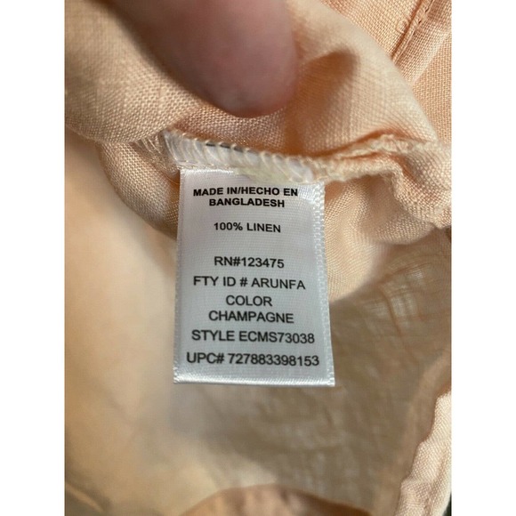 Company Ellen Tracy Peach Linen Top Sz. Small Casual Blouse Shirt‎ Women's EUC - Picture 6 of 9